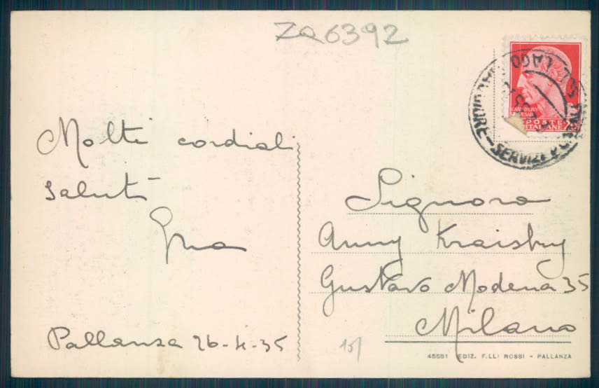 Verbania Pallanza cartolina ZQ6392 – retro