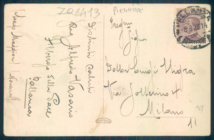 Verbania Pallanza PIEGHINE cartolina ZQ6413 – retro