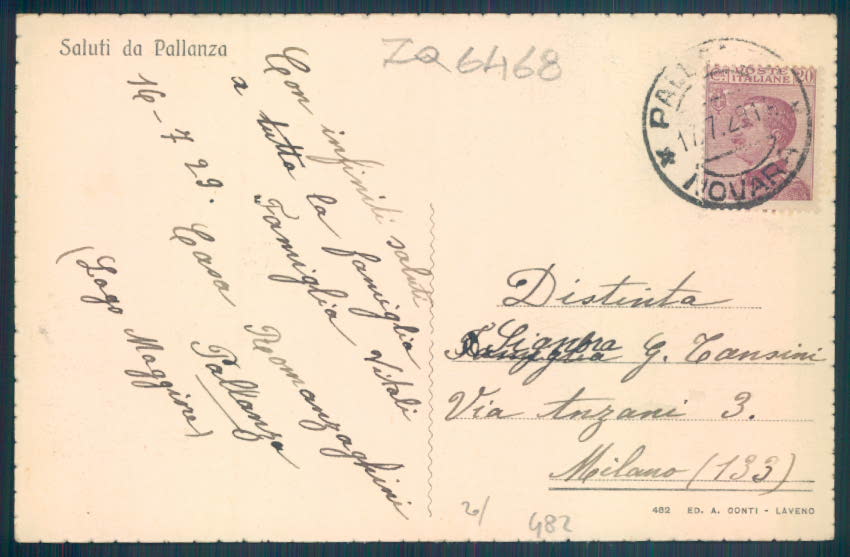 Verbania Pallanza Battello cartolina ZQ6468 – retro