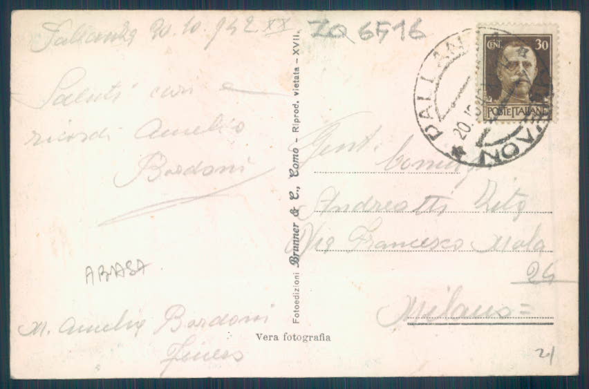 Verbania Pallanza ABRASA Foto cartolina ZQ6516 – retro