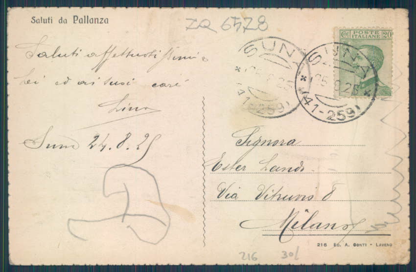 Verbania Pallanza Battello cartolina ZQ6528 – retro