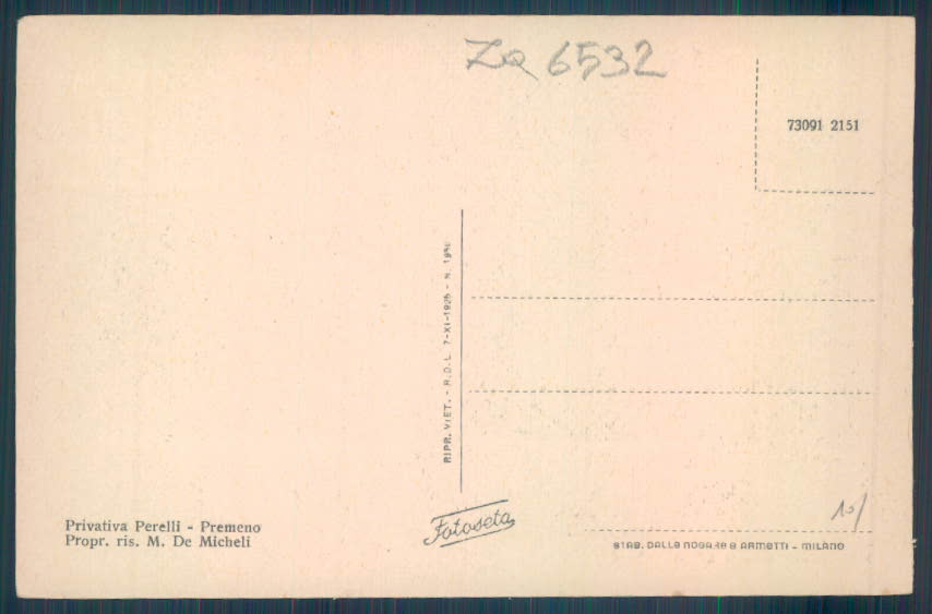 Verbania Premeno Nevicata cartolina ZQ6532 – retro