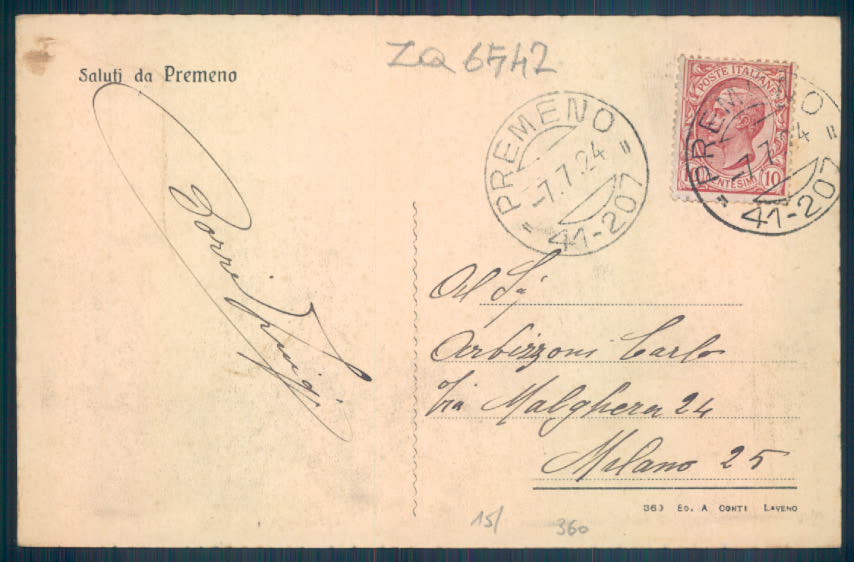 Verbania Premeno cartolina ZQ6542 – retro