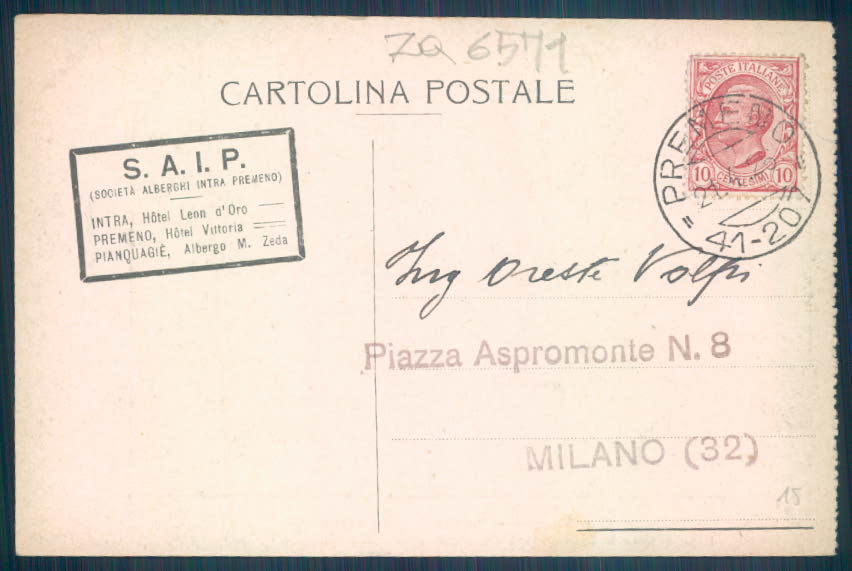 Verbania Premeno cartolina ZQ6571 – retro