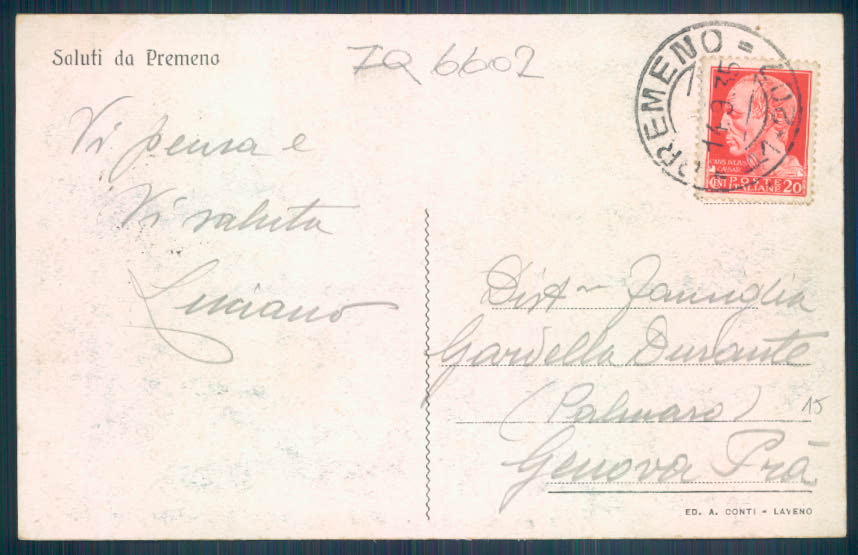 Verbania Premeno cartolina ZQ6602 – retro