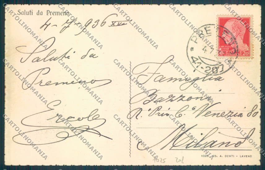 Verbania Premeno cartolina ZQ6630 – retro