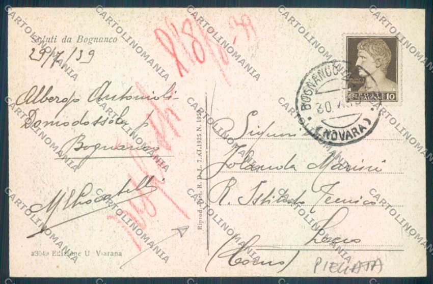 Verbania Bognanco PIEGHE cartolina ZQ6722 – retro