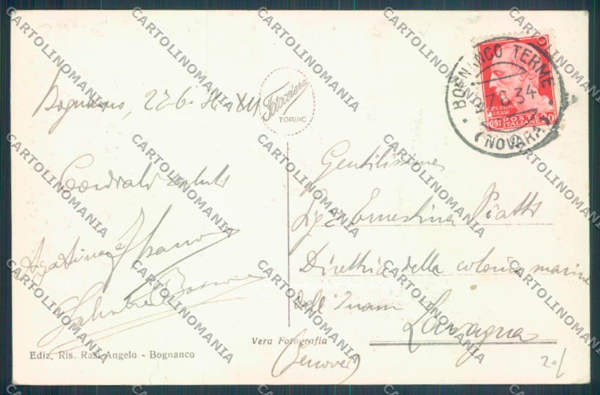 Verbania Bognanco PIEGHINA Foto cartolina ZQ6753 – retro