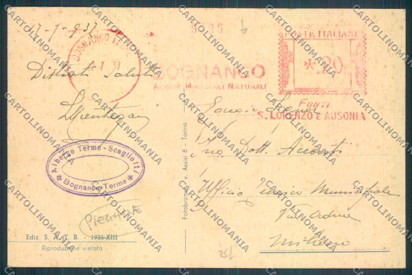 Verbania Bognanco PIEGHINE cartolina ZQ6770 – retro