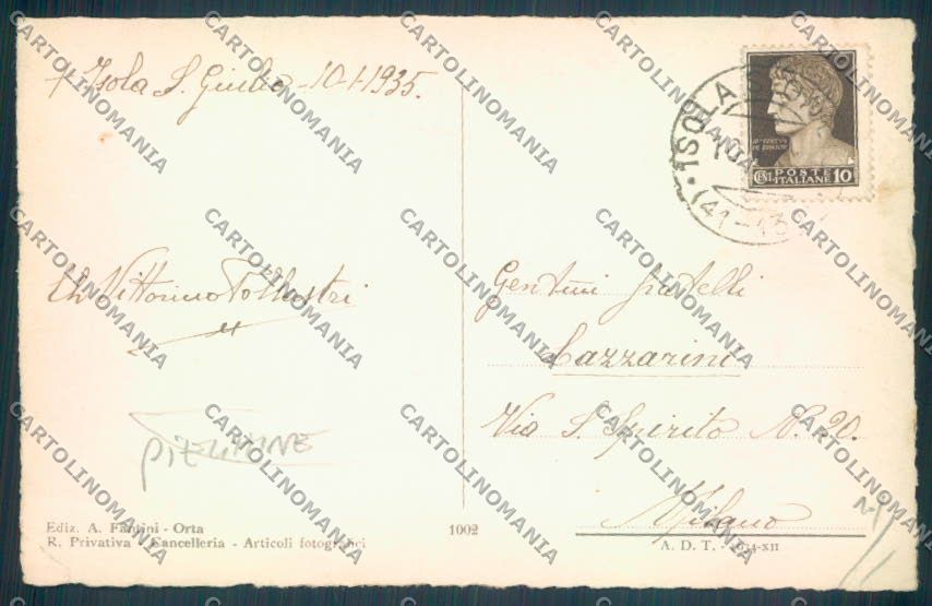 Verbania Orta PIEGHINE cartolina ZQ7197 – retro