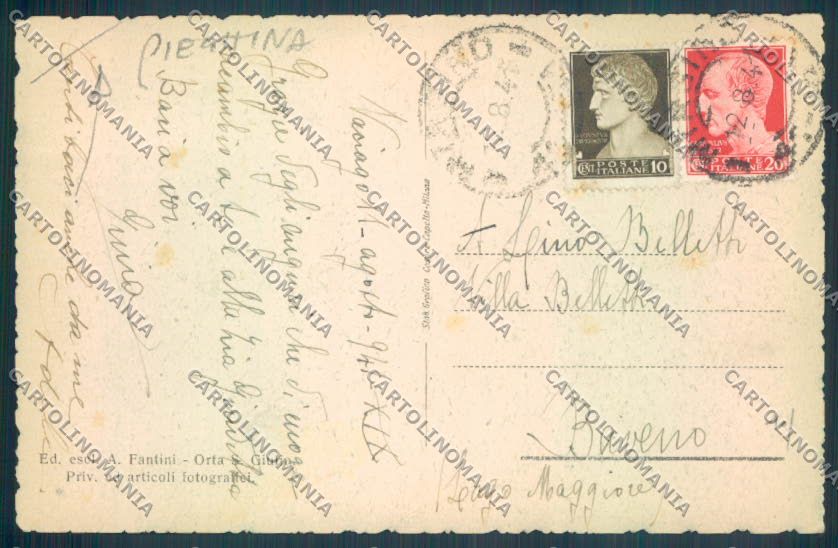 Verbania Orta PIEGHINA cartolina ZQ7206 – retro