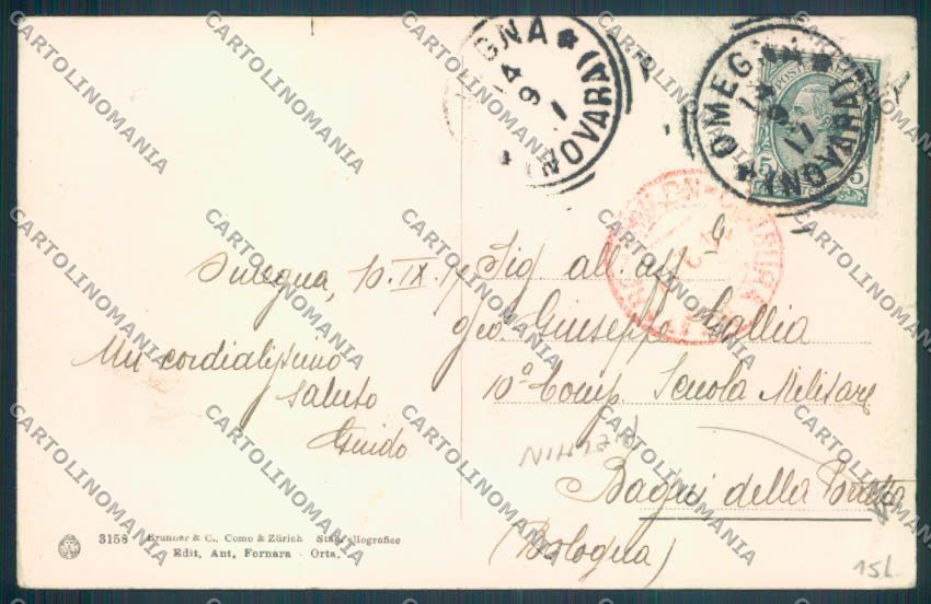 Verbania Orta PIEGHINA cartolina ZQ7345 – retro