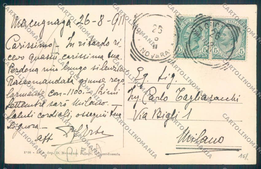 Verbania Macugnaga Monte Rosa PIEGA cartolina ZQ7582 – retro