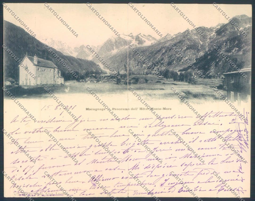 Verbania Macugnaga Monte Rosa Doppia FORI STRAPPO cartolina ZQ7606 – fronte