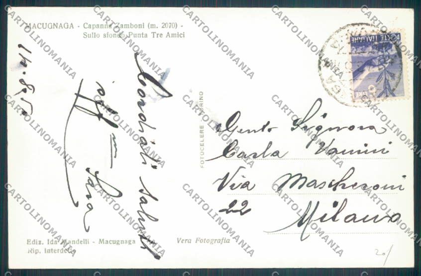 Verbania Macugnaga Monte Rosa Rifugio Foto cartolina ZQ7696 – retro