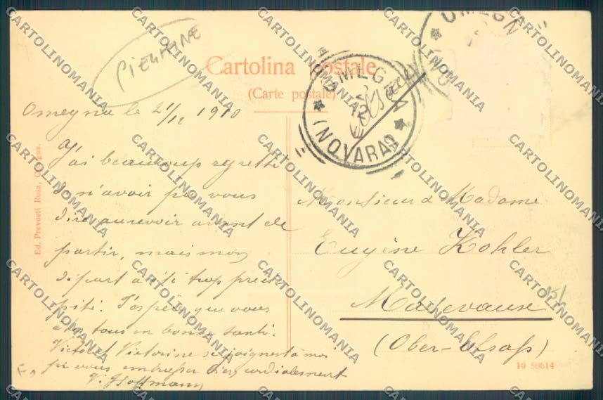 Verbania Omegna PIEGHINE cartolina ZQ7786 – retro