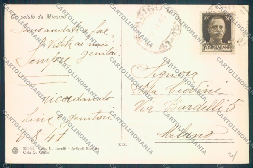 Novara Miasino cartolina ZQ7844 – retro