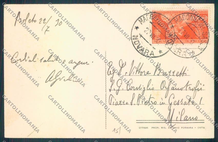 Verbania Madonna del Sasso Boleto cartolina ZQ7949 – retro