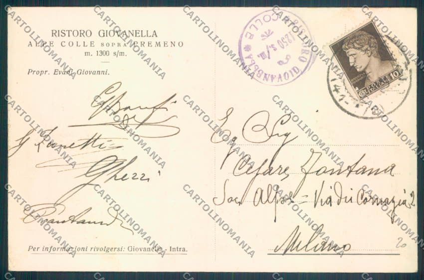 Verbania Premeno Alpe Colle cartolina ZQ8095 – retro