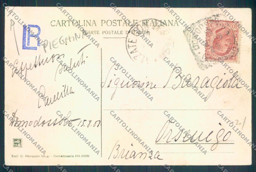 Verbania Crevoladossola PIEGHINA cartolina ZQ8133 – retro
