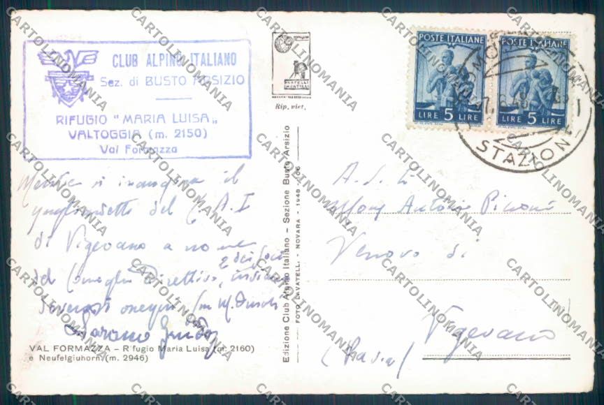 Verbania Formazza Nevicata Rifugio Maria Luisa Foto cartolina ZQ8267 – retro