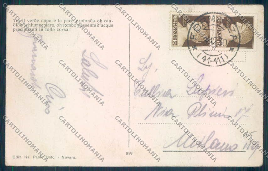 Verbania Formazza Cascata PIEGHINA cartolina ZQ8287 – retro