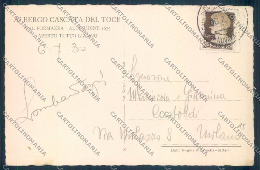 Verbania Formazza Cascata cartolina ZQ8289 – retro