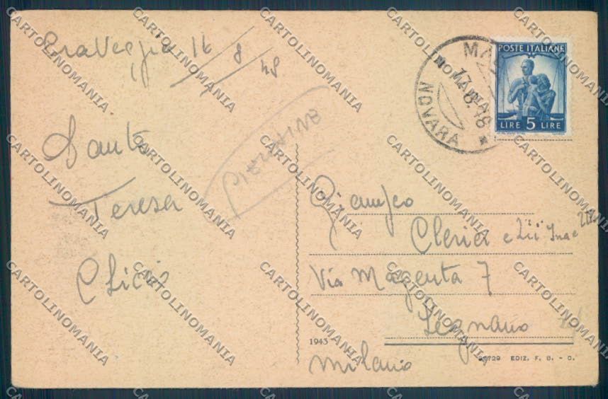 Verbania Craveggia PIEGHINE cartolina ZQ8560 – retro