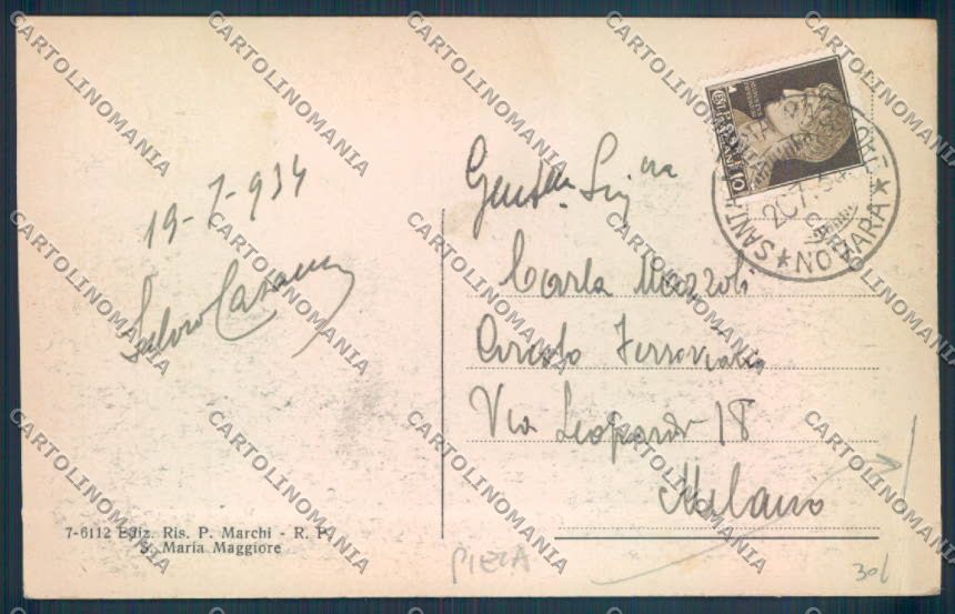 Verbania Santa Maria Maggiore PIEGA cartolina ZQ8602 – retro