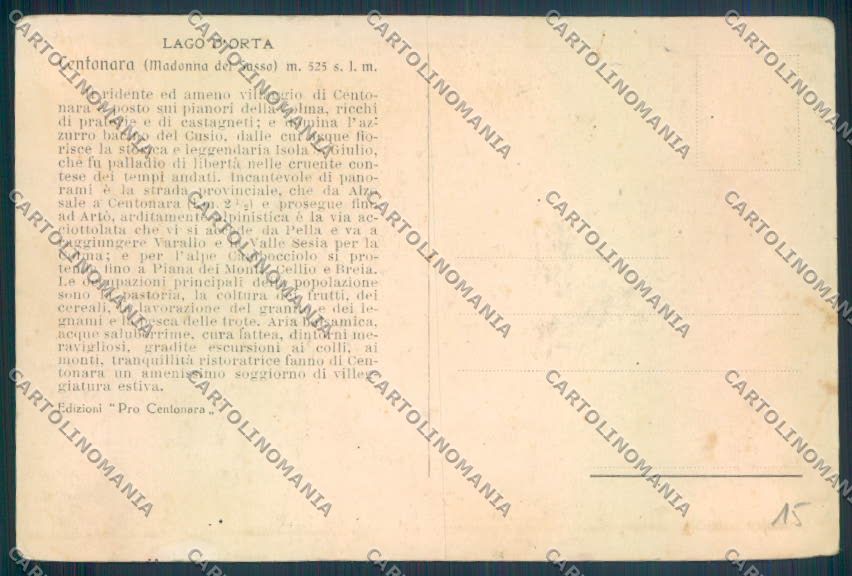 Verbania Madonna del Sasso Centonara cartolina ZQ8902 – retro