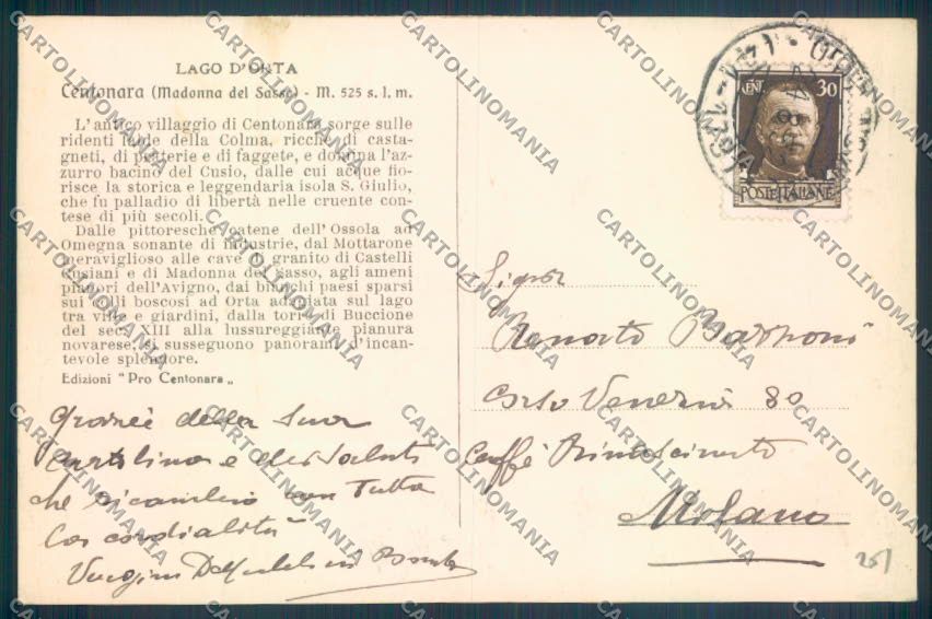 Verbania Madonna del Sasso Centonara Foto cartolina ZQ8911 – retro