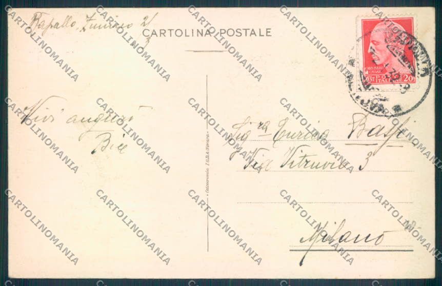 Genova Portofino Battello Veliero cartolina ZQ8989 – retro