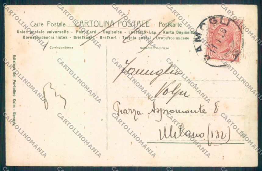 Genova Portofino Barca cartolina ZQ9005 – retro