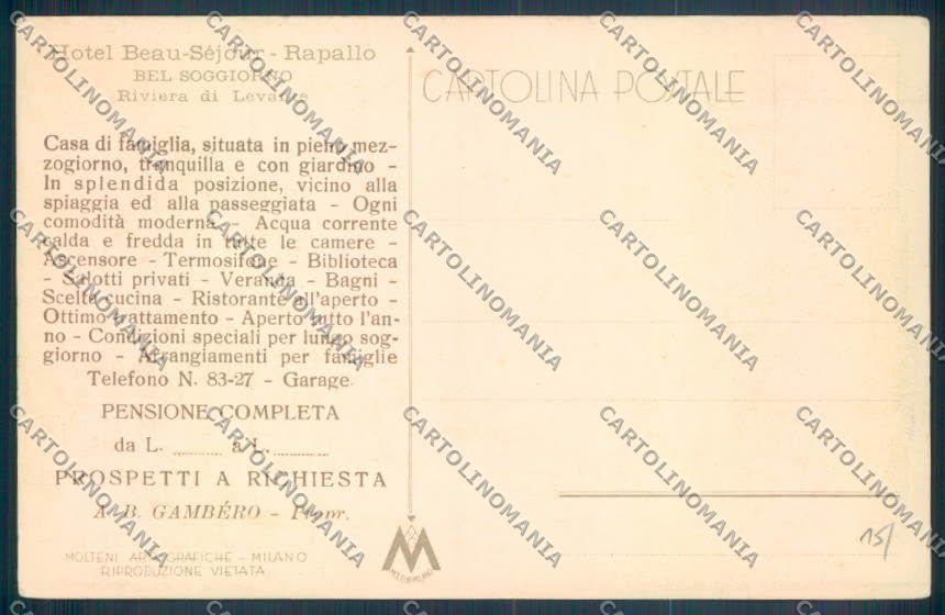 Genova Rapallo cartolina ZQ9107 – retro