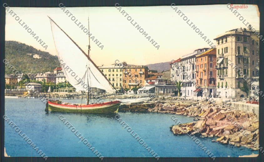 Genova Rapallo Barca TRACCE UMIDO cartolina ZQ9129 – fronte