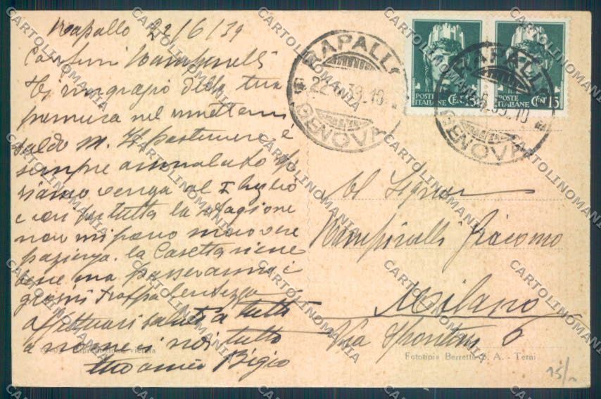 Genova Rapallo Barca cartolina ZQ9149 – retro