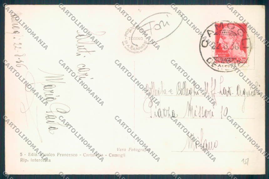 Genova Camogli Barca FORI Foto cartolina ZQ9410 – retro
