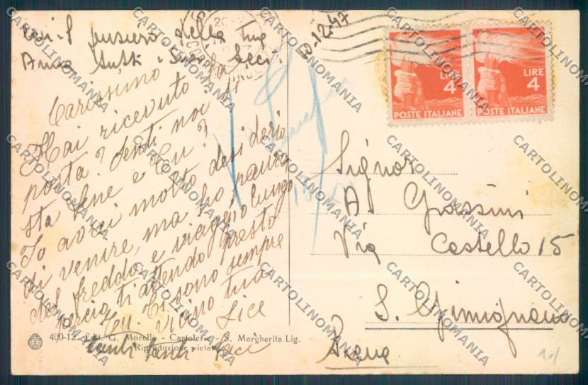 Genova Portofino cartolina ZQ9429 – retro