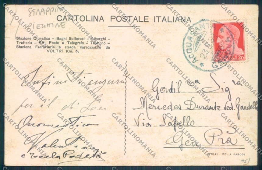 Genova Acquasanta STRAPPINI PIEGHINE cartolina ZQ9471 – retro