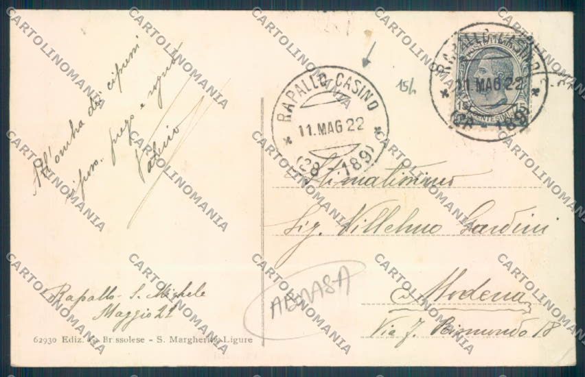 Genova Rapallo San Michele Barca ABRASA cartolina ZQ9527 – retro