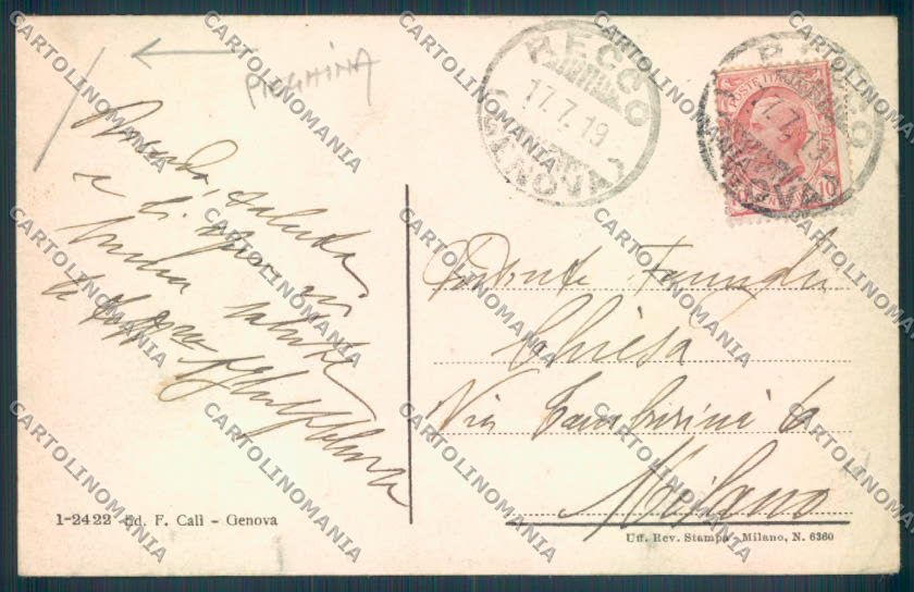 Genova Recco PIEGHINA cartolina ZQ9558 – retro