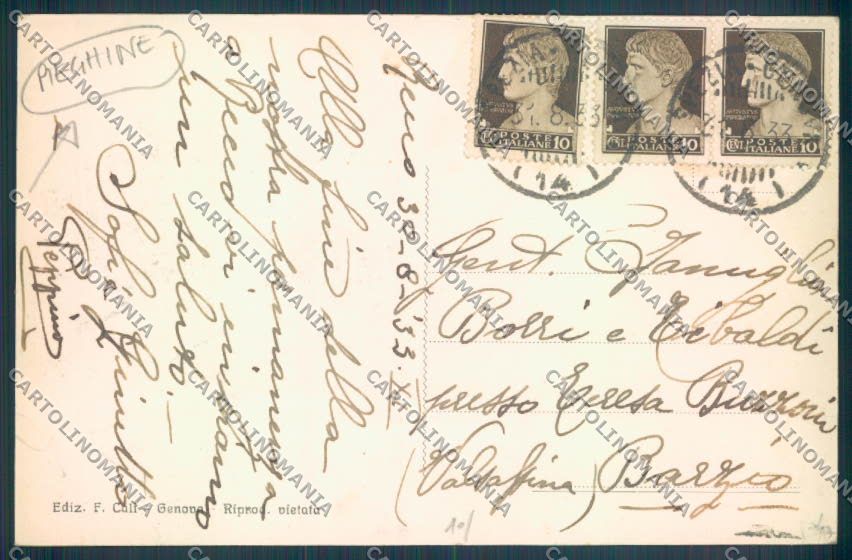 Genova Recco PIEGHINE cartolina ZQ9559 – retro