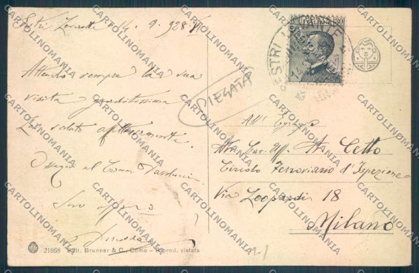 Genova Sestri Levante PIEGATA cartolina ZQ9598 – retro