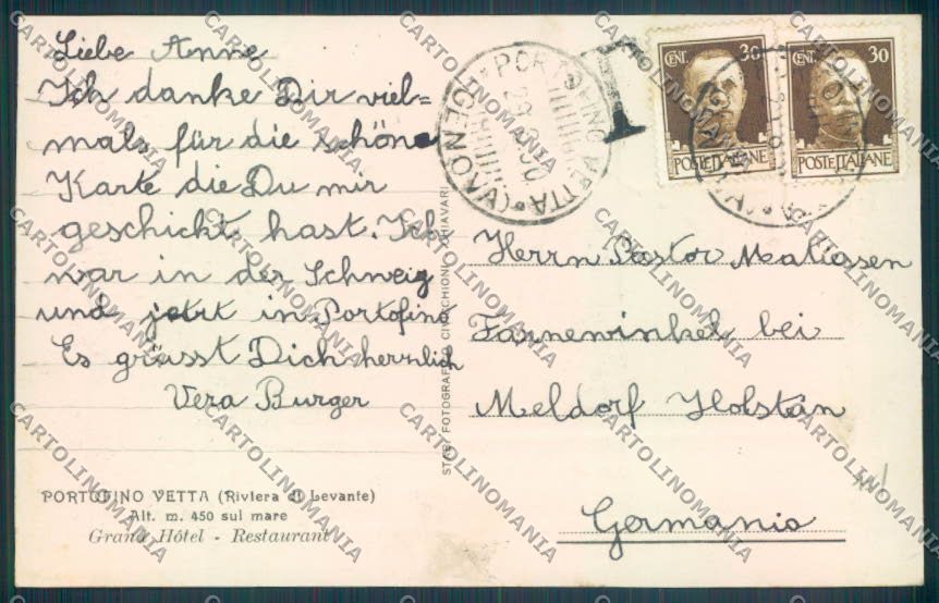 Genova Portofino Kulm Foto cartolina ZQ9705 – retro