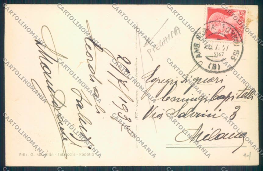 Genova Rapallo Barca PIEGHINA cartolina ZQ9724 – retro