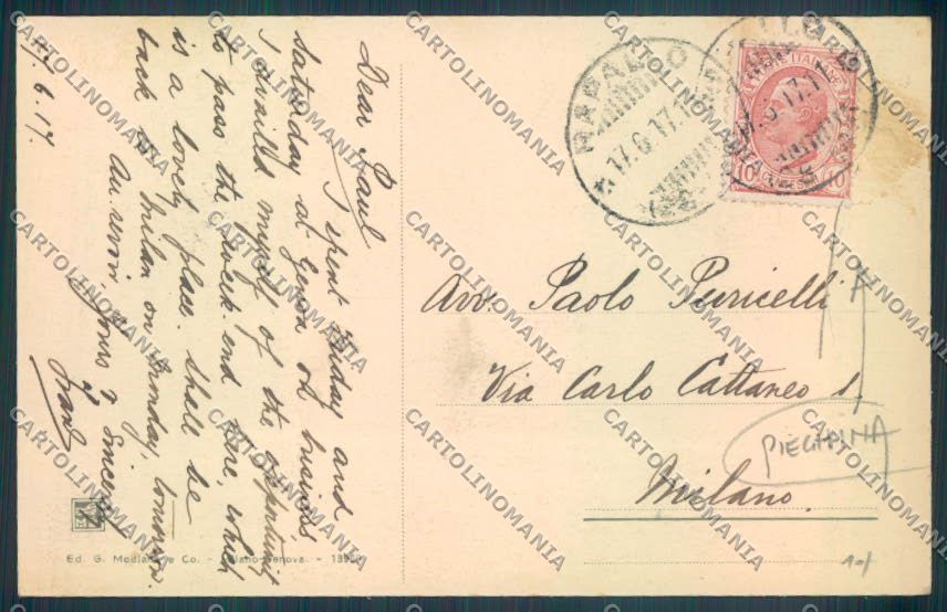 Genova Rapallo PIEGHINA cartolina ZQ9742 – retro