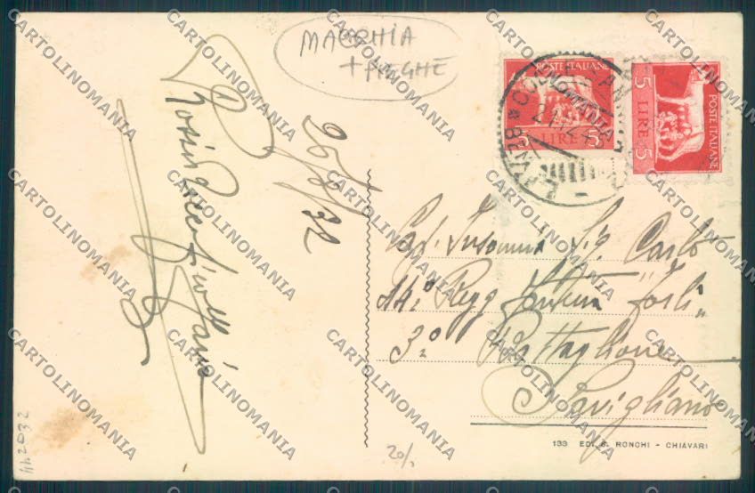 Genova Chiavari Mercato MACCHIE PIEGHE cartolina ZT0134 – retro