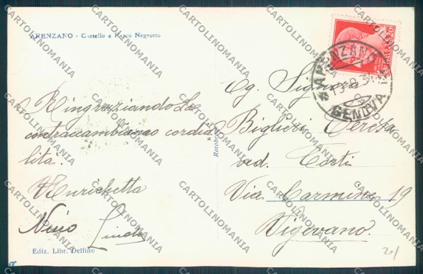 Genova Arenzano Foto cartolina ZT0241 – retro