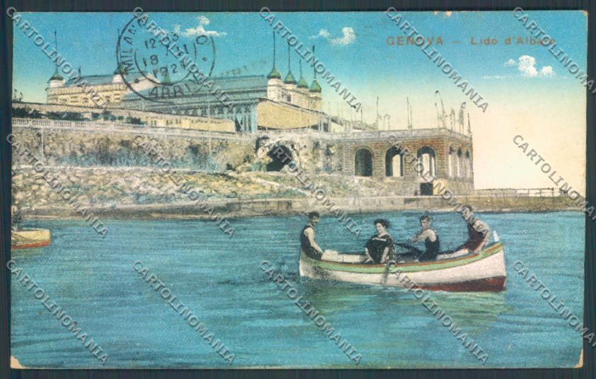 Genova Città Albaro Barca PIEGA cartolina ZT0391 – fronte