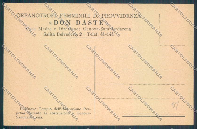 Genova Città Sampierdarena Orfanotrofio cartolina ZT0405 – retro
